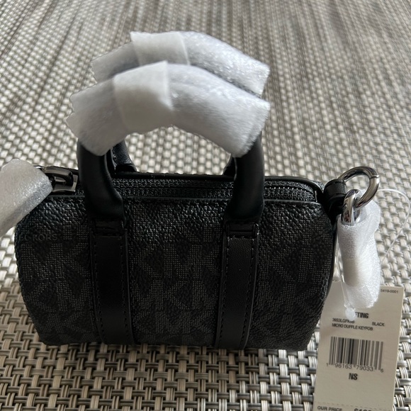 New Women's "MK Michael Kors" Micro Duffle KeyFob, Color: Black, - Picture 2 of 5